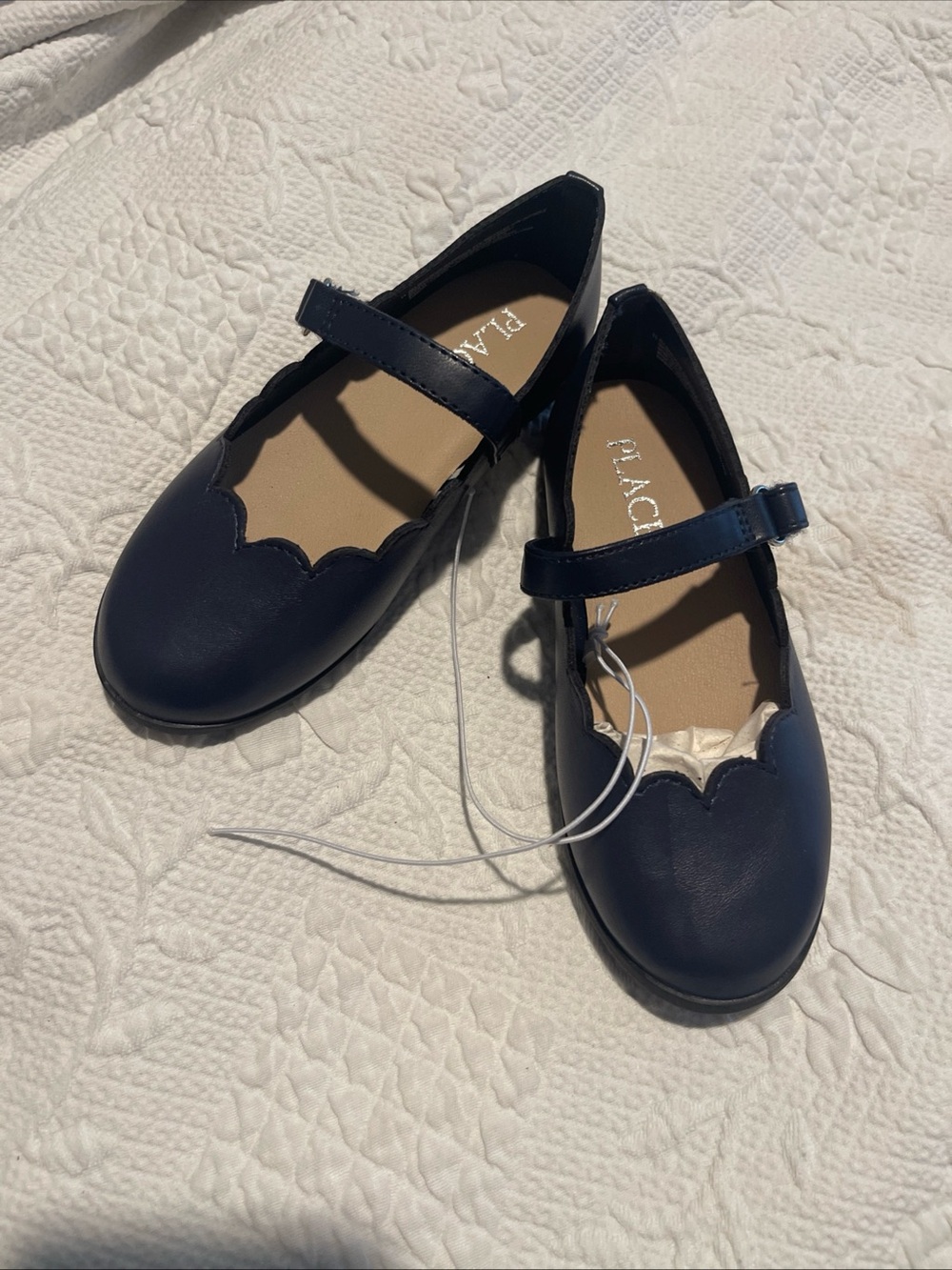 The Children’s PLACE Navy Scalloped Strap Mary Jane Flats for Girls Size 11